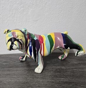 New 10" long Interior Illusions Colorful Bulldog Home Art Sculpture